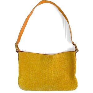 CELINE LEATHER BAG YELLOW SUEDE C MACADAM HANDBAG FRANCE DESIGNER SHOULDER  BAG